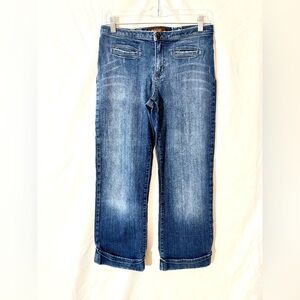 Bella Dahl Straight Leg Cropped Cuffed Jeans With Front Slit Pockets Size 31